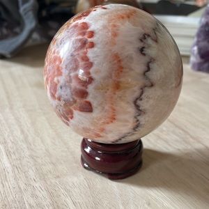 Beautiful XL Pork Stone Sphere- Dali Jasper- Banded Calcite
